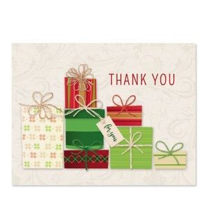 Set of 20 Holiday Gift Thank You Cards with Envelopes